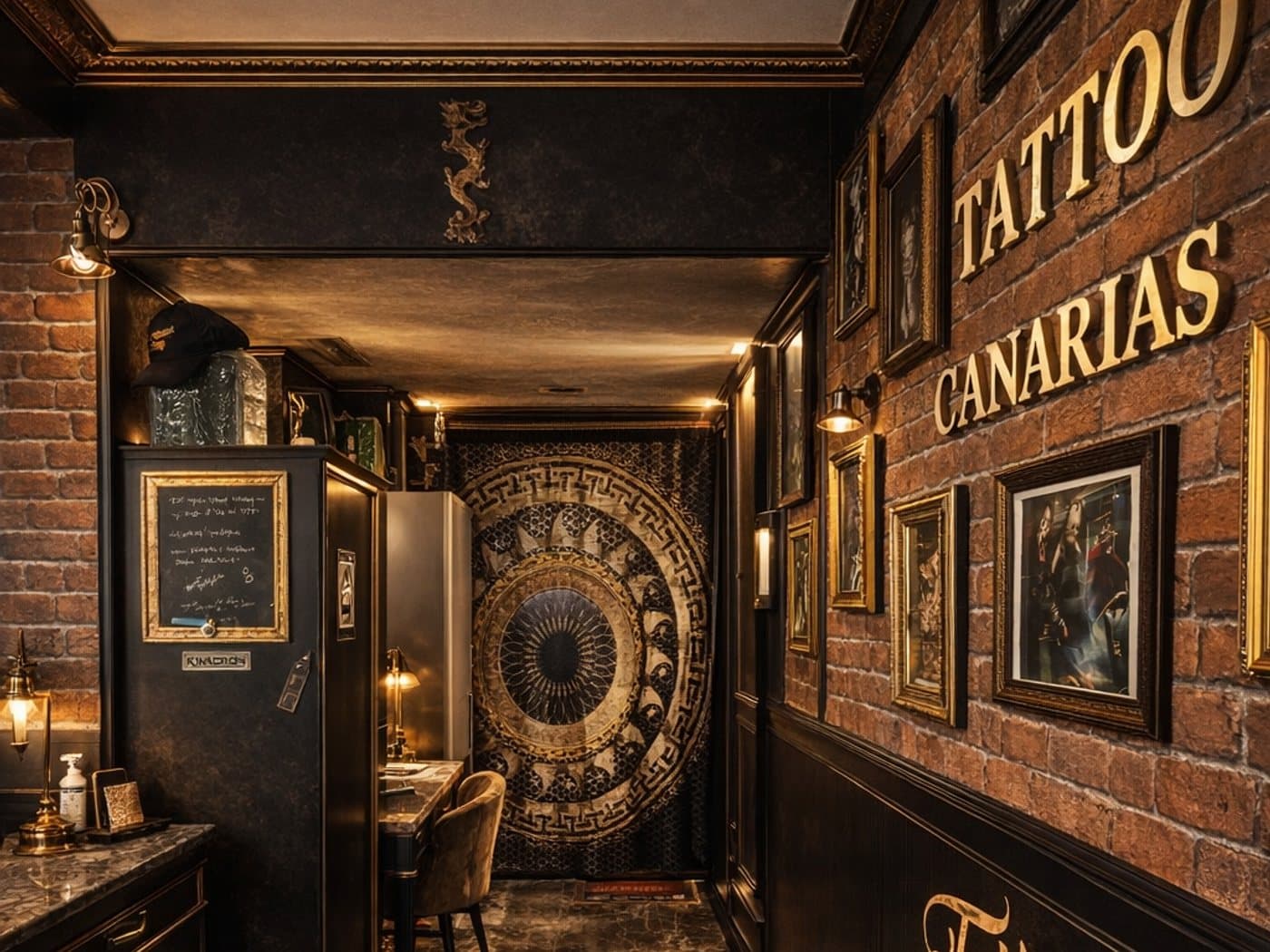 Pasillo del estudio Tattooland Canarias en Playa del Inglés, Gran Canaria
